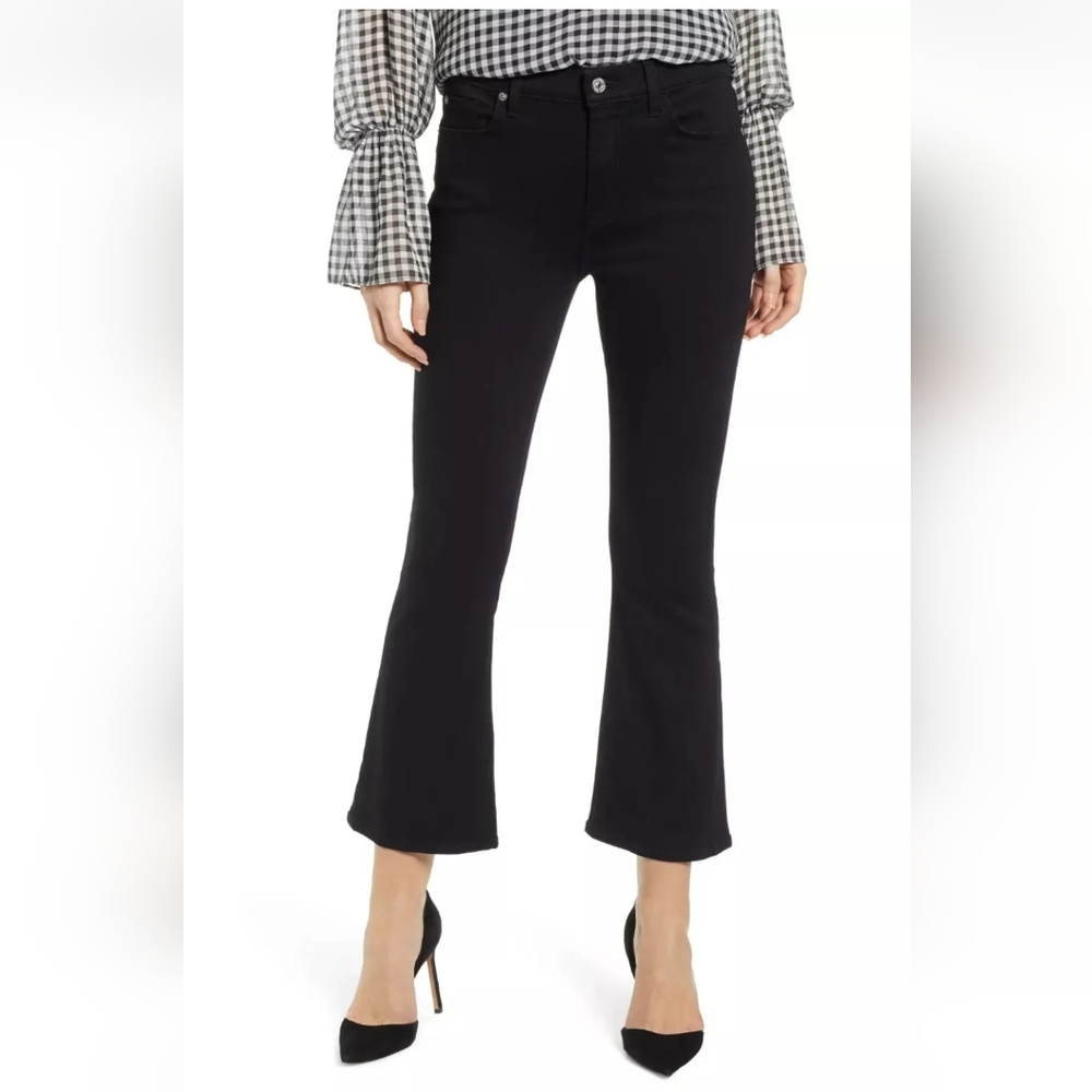 7 For All Mankind Black Slim Kick High Rise Jeans Size 27